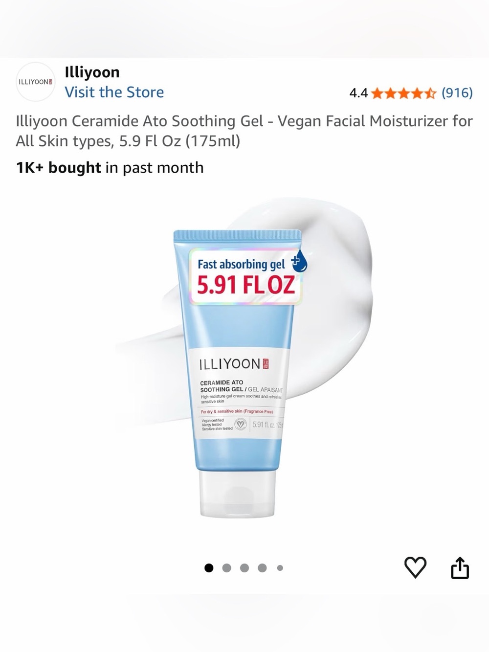 Illiyoon Ceramide Ato Soothing Gel — For dry and sensitive skin